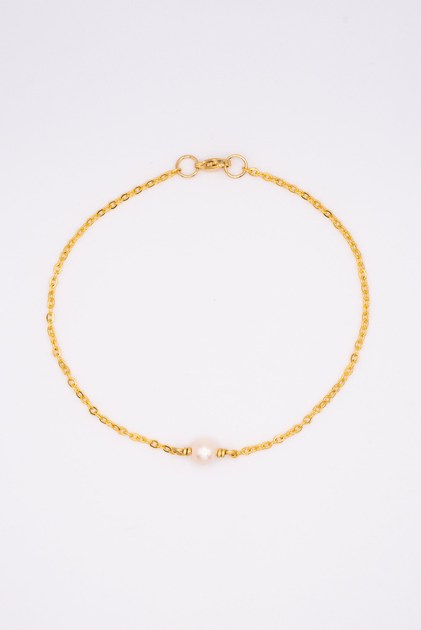 Freshwater Pearl Chain Bracelet - Gold