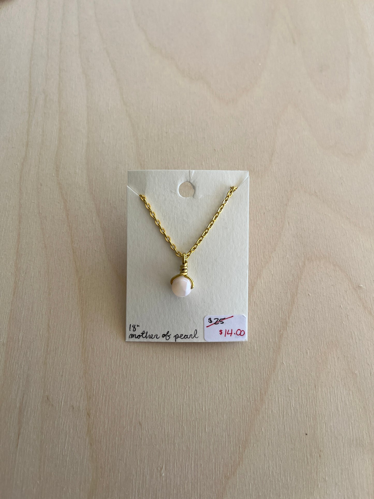 Mother of Pearl Drop Chain Necklace - Gold