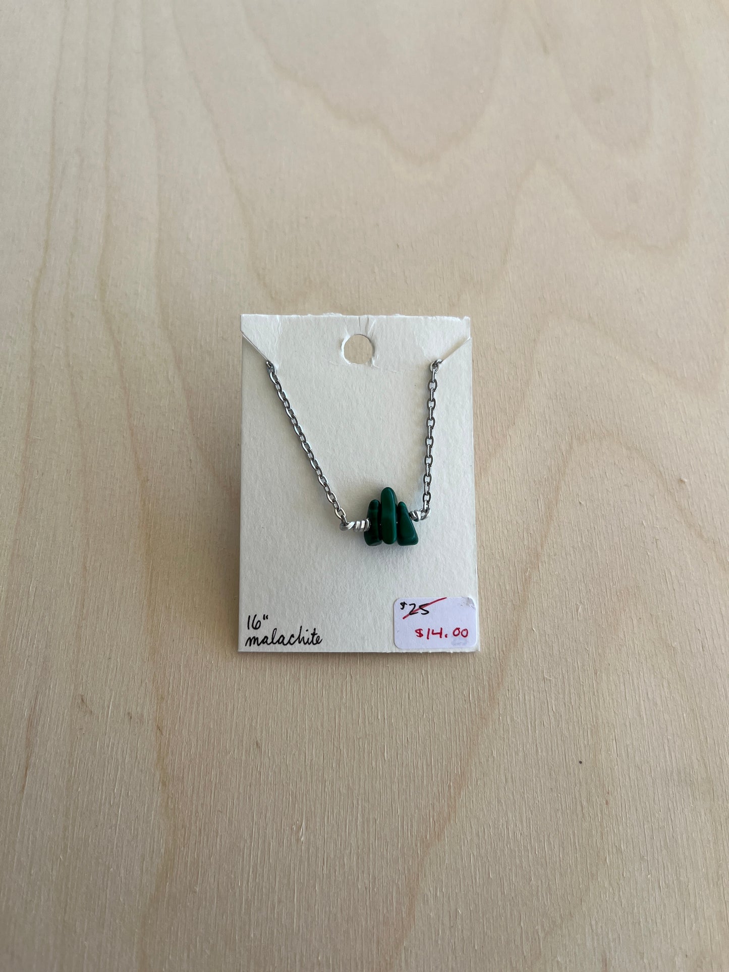 Malachite Chain Necklace - Silver