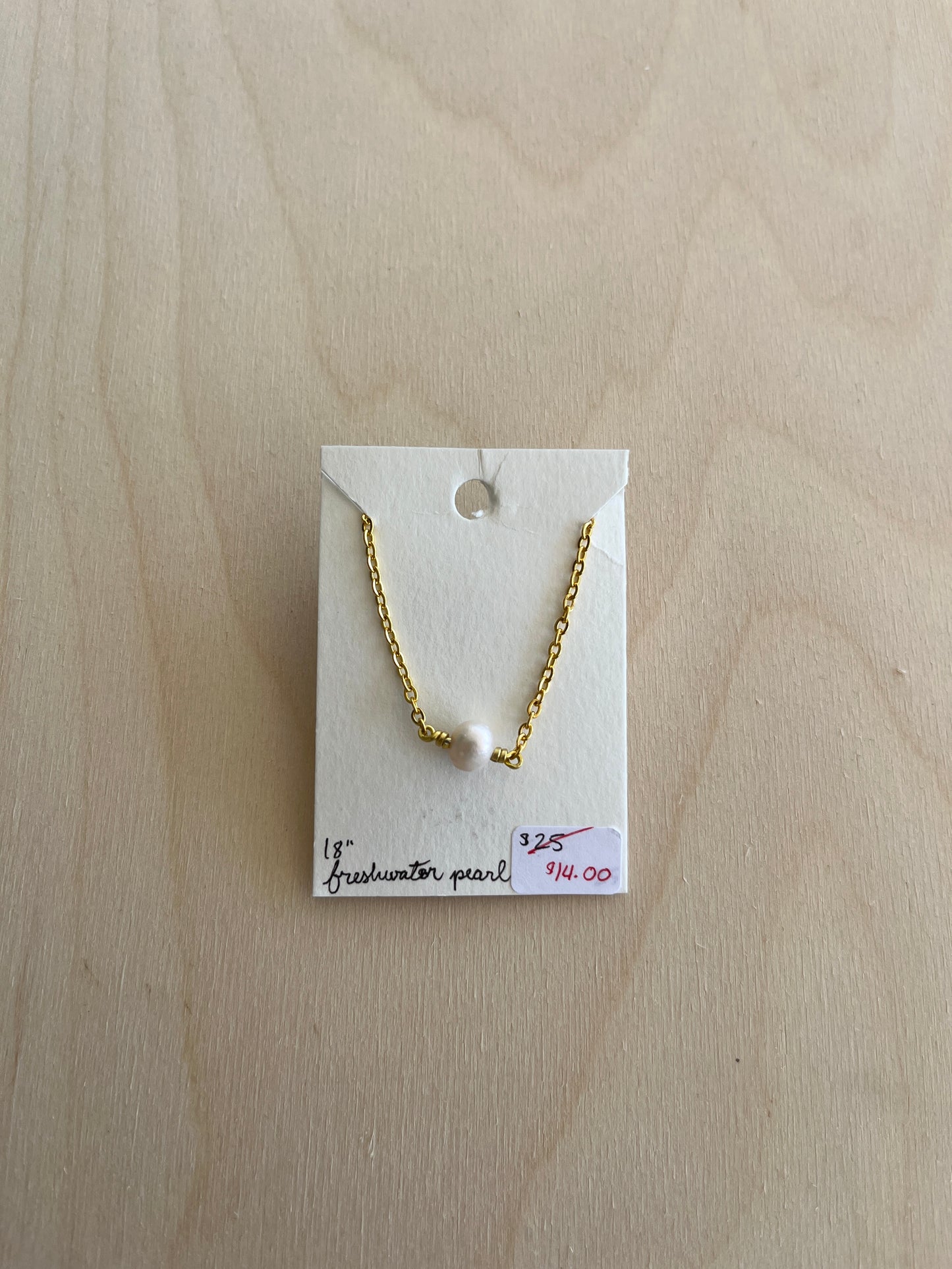 Freshwater Pearl Chain Necklace - Gold