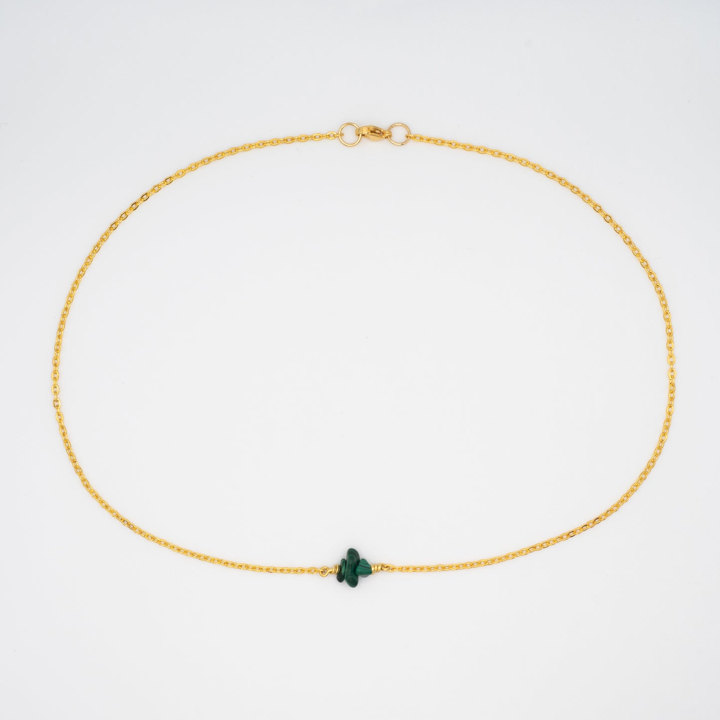 Malachite Chain Necklace - Gold