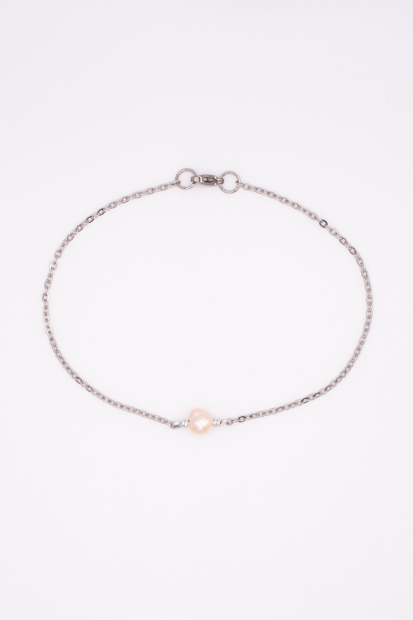Freshwater Pearl Chain Bracelet - Silver