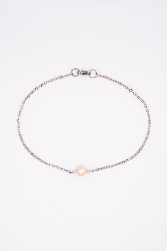 Freshwater Pearl Chain Bracelet - Silver