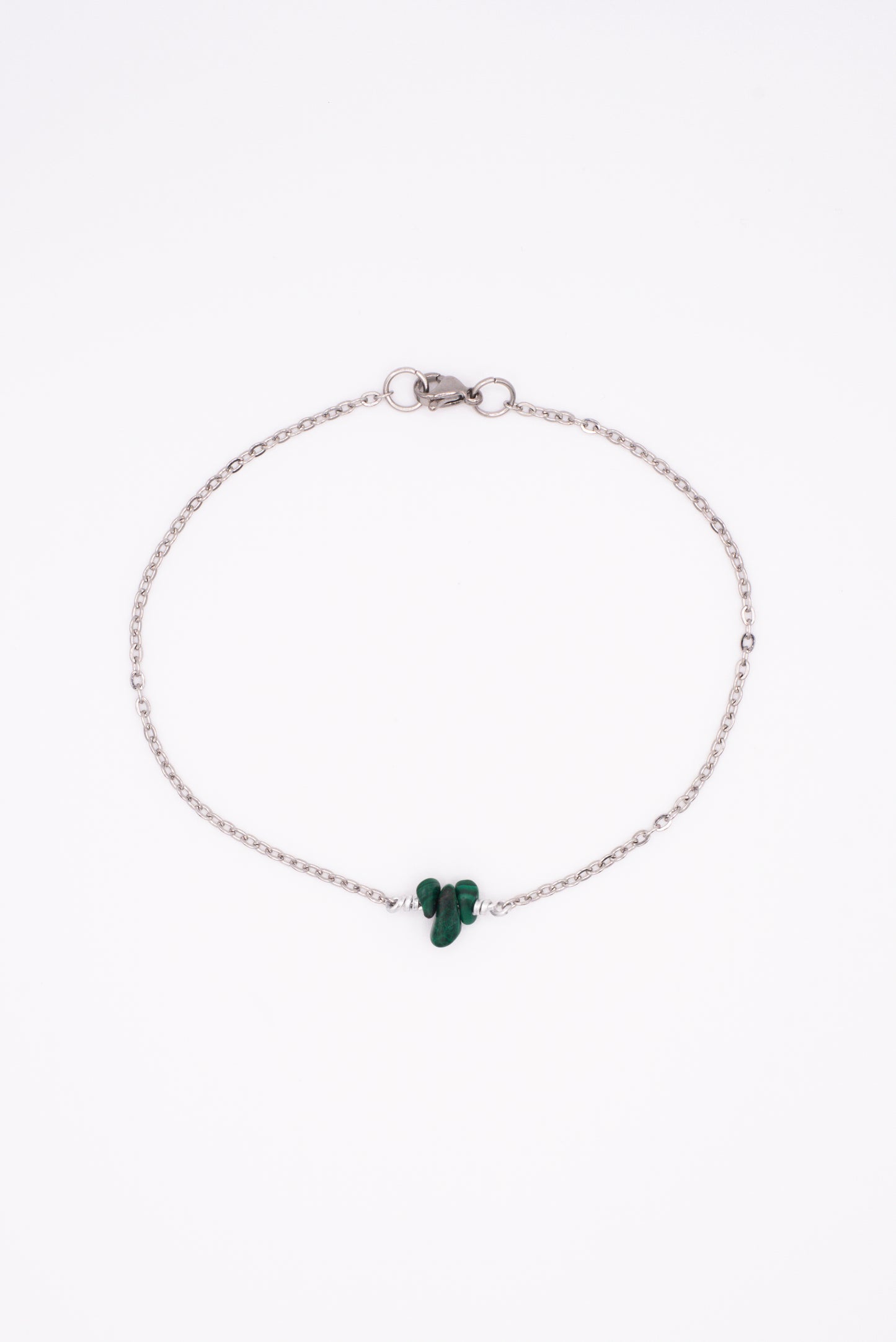 Malachite Chain Bracelet - Silver