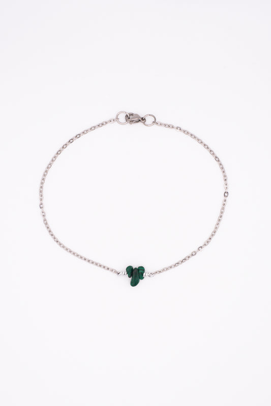Malachite Chain Bracelet - Silver