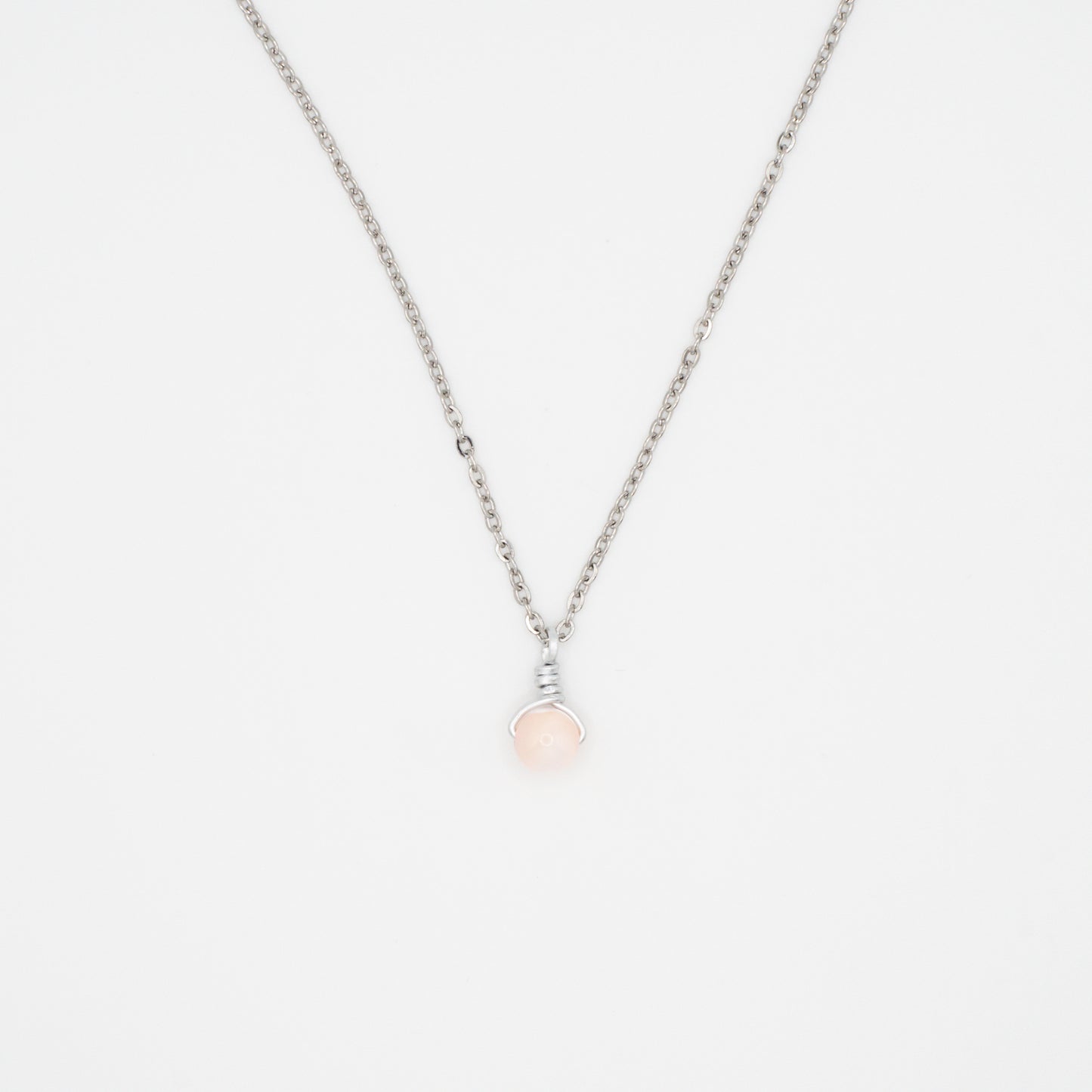 Mother of Pearl Drop Chain Necklace - Silver