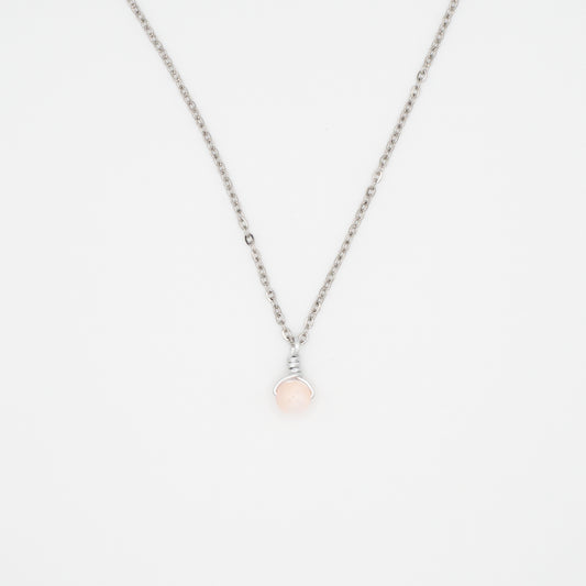 Mother of Pearl Drop Chain Necklace - Silver