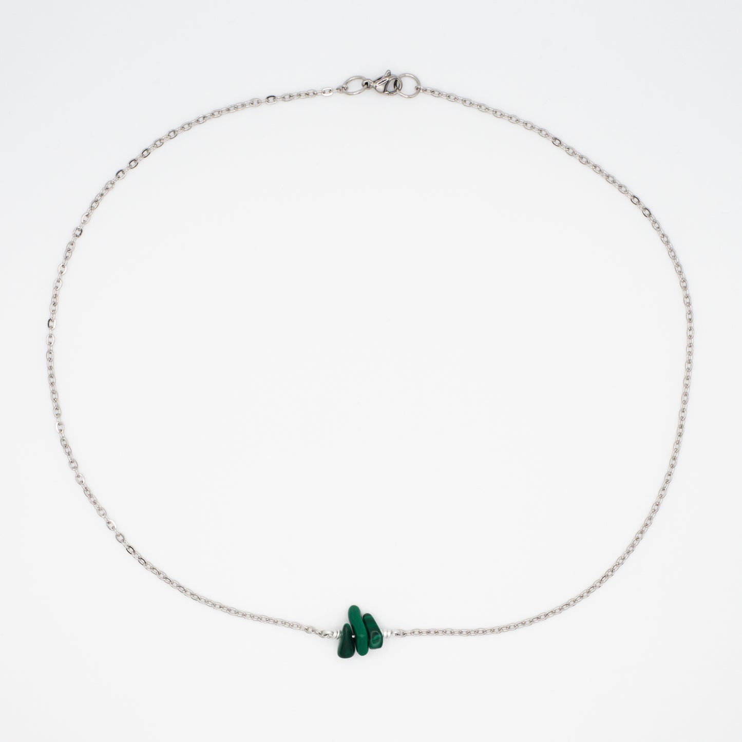 Malachite Chain Necklace - Silver