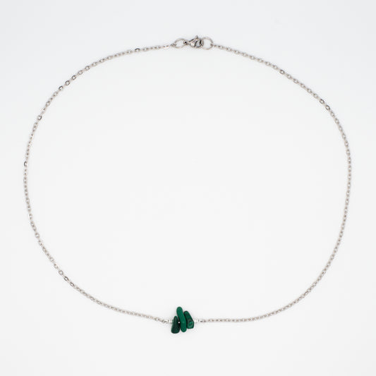 Malachite Chain Necklace - Silver