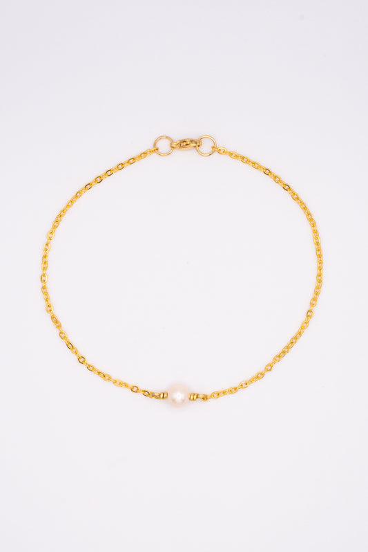 Freshwater Pearl Chain Bracelet - Gold