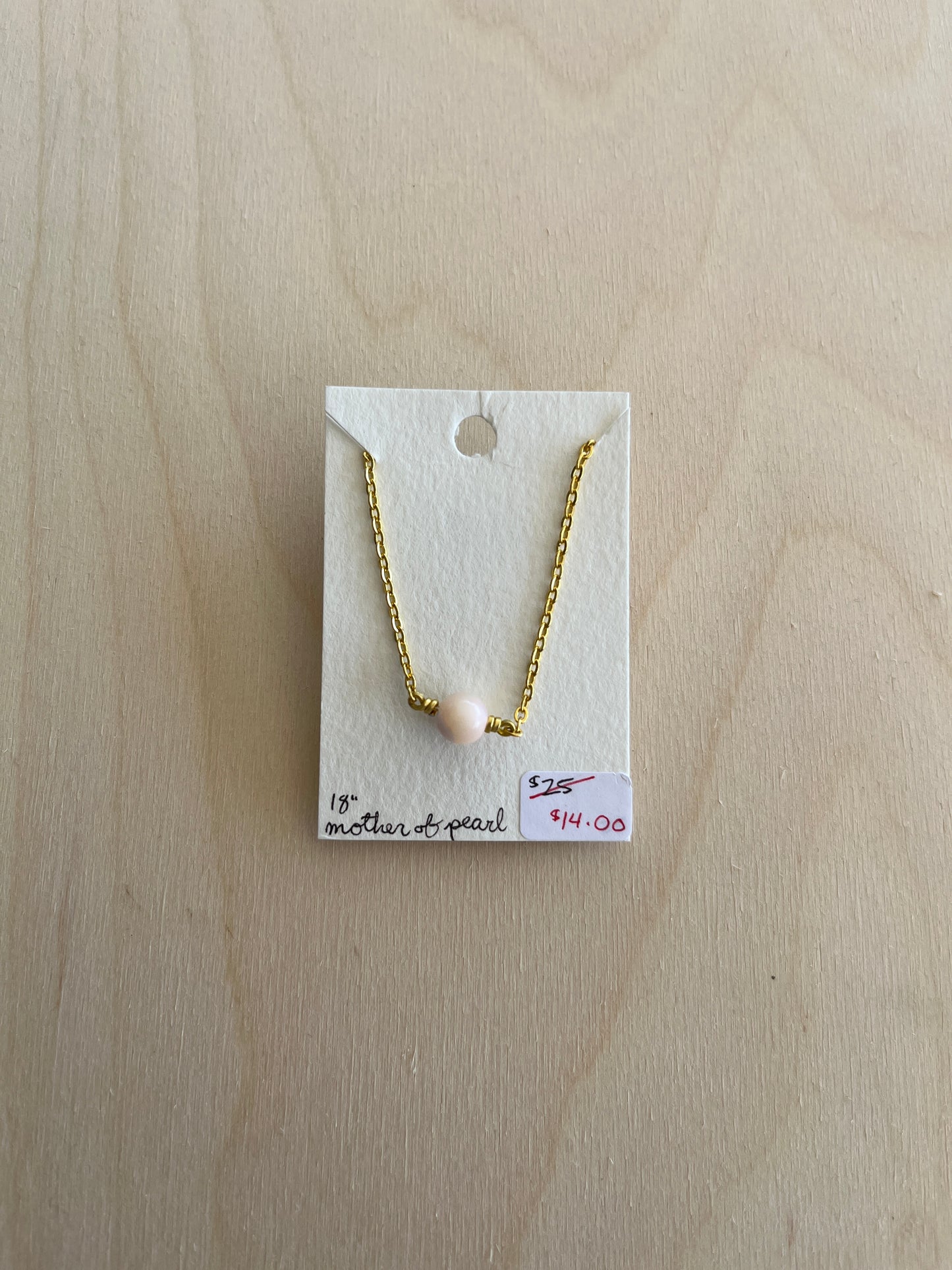 Mother of Pearl Chain Necklace - Gold