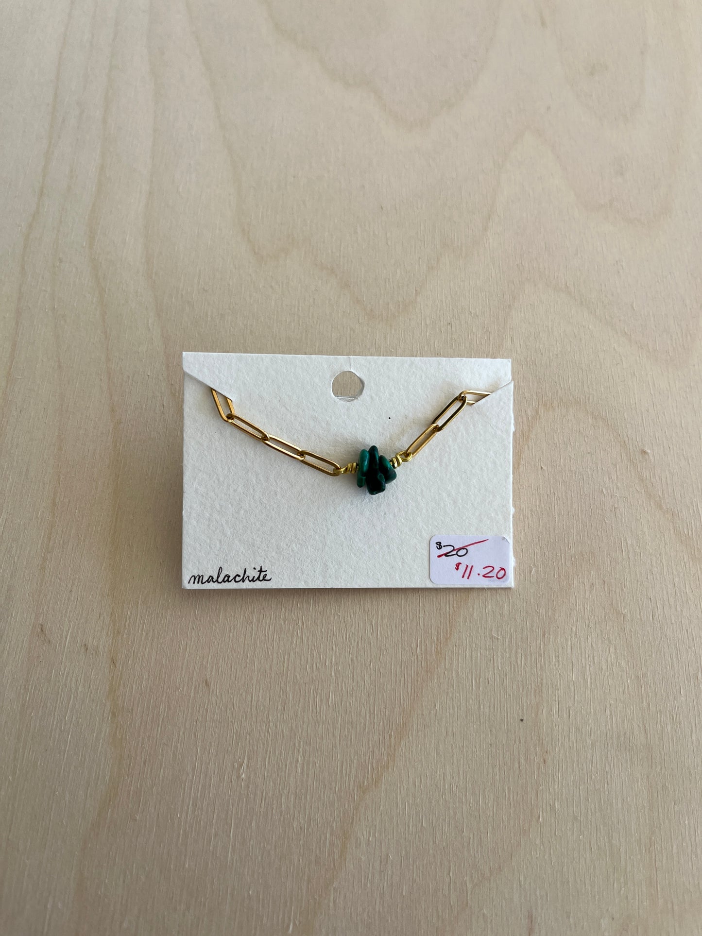 Malachite Paperclip Bracelet - Gold