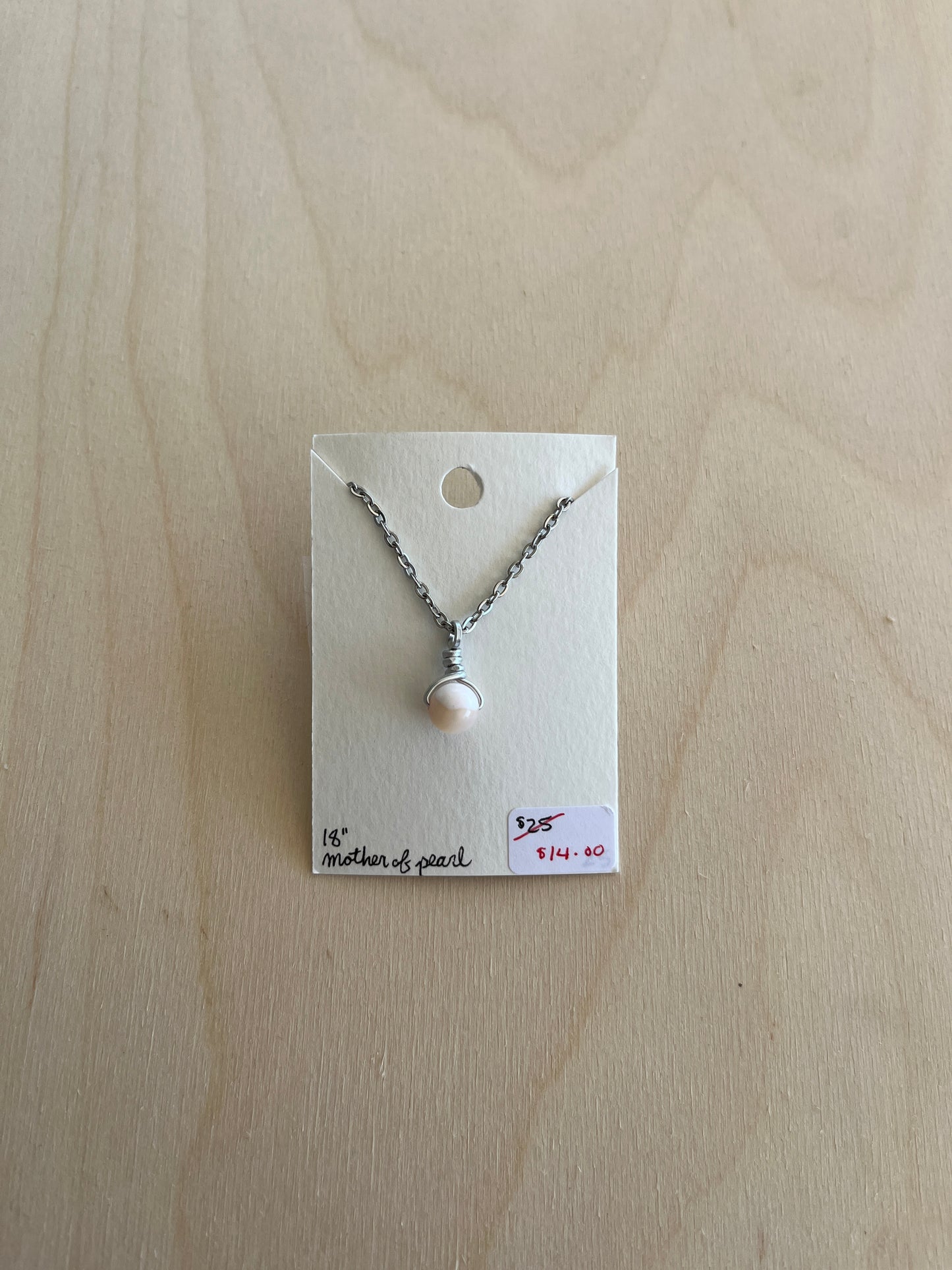 Mother of Pearl Drop Chain Necklace - Silver